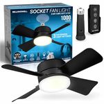 Socket Fan Light AS SEEN ON TV – Ceiling Fan with Lights and Remote, Ceiling Fan with Light for Bedroom, Ventilateur Plafond, Screws into Light Socket, Ceiling Fans with 3 Light/Fan Modes