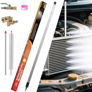 FREEYOU 40" Radiator Cleaning Wand for Car,Truck and Other Vehicles,Water and Air Dual-Use 4500 PSI Pressure Washer Tool With 25° Fan Nozzles,2 Connectors,Cleaning Brush,and Sealing Tape