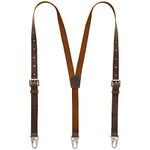 Ringsun Genuine Leather Suspenders for Men, Y Design Leather Suspenders, Dark Brown, 5 ft 3 in. to 5 ft 9 in