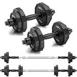 KISS GOLD Weights Dumbbells Set, Adjustable Dumbbell Sets 22Lbs 44Lbs 66Lbs with Solid Steel, Barbell Free Weight Set with Connector Workout Home Gym Equipment for Men Women Strength Training Shaping