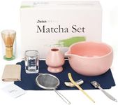 Joiish 10-Pcs Matcha Kit Set, Whisk and Bowl with Spout & Measuring Spoon, Japanese Matcha Tea Making Tools, Light Pink