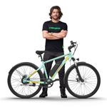 EMotorad X1 Electric Cycle for Adults | 250W BLDC Motor | 45km Range | 27.5" Wheels | Removable Battery | Front Suspension | Unisex Mountain E-Bike with Front Light & Mudguard | Sky Blue