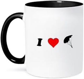 3dRose I Heart Skydiving - Two Tone Black Mug, 11oz (Mug_163978_4)