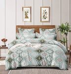 THE HOME STYLE Super Soft Glace Cotton King Size AC Comforter ll Blanket ll Duvet with 1 King Size Elastic Fitted Bedsheet 72"x78" Inch and 2 Pillow Cover II 300 TC, (4 Piece Bedding Set, Cyan Green) (Comforter With Fitted Bedsheet)