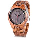 BOBO BIRD Special Design Mens Wooden Watches Sport Quartz Timepieces with Gift Box (Black face)