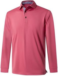 Long Sleeve Golf Shirt Men Performance Tennis Athletic Golf Polo Long Sleeve Shirts for Men Grey