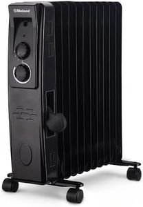 Belaco Oil Filled Radiator 11 Fins, Portable Electric Heater with Adjustable Thermostat, 3 Heat Settings, Overheat Protection, 2500W, Heavy-Duty Castors