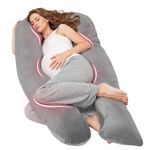 Nuliie Pregnancy Pillow for Sleeping, U Shaped Full Body Pillow Pregnancy Pillows, Maternity Pillow Support for Back, Hips, Legs for Pregnant Women, With Washable Velvet Cover (Grey)