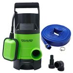 Pro-Kleen Submersible Water Pump 400W Electric, 8000L/H, 5m Layflat Hose for Clean or Dirty Water with Float Switch, 10M Power Cable - for Floods, Pools, Gardens, Ponds, Hot Tubs