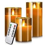 Yinuo Candle Flameless Led Candles Light Flickering,Real Wax Fake Wick Moving Flame Faux Wickless Pillar,with Timer Remote,Suit for Festival Wedding Home Party Halloween Decorations