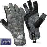 Pristis Half-Finger Fishing Gloves, UPF 50+ Breathable Quick Drying Fingerless Sun Gloves for Women Men, Fly Fishing Hunting Paddling Sailing Kayaking Hiking Canoeing Cycling (Wasteland CAMO, L-XL)