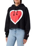 Champion Women's Reverse Weave Cropped Cut-Off Hoodie Black, M