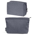 MAANGE 2 Pieces Makeup Bag for Women Small Makeup Bags for Purse Corduroy Travel Cosmetic Bag Makeup Pouch Portable Make up Organizer Bag, Girls Trendy Aesthetic Stuff (Dark Grey)