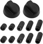 LT Easiyl 2 Sets Universal Plastic Control Knobs Dial Switch Multi Cooker Replacement for Air Fryer Mini Oven Stove Grill with Adapter Knob Switch, Black