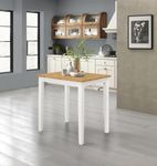 Hallowood Furniture Ledbury Small White Painted Dining Table with Light Oak Top, Solid Wooden Dinner Table, Kitchen Table, Breakfast Table, Small Dining Table for Home & Cafe