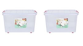 ARISTO Plastic Multipurpose Storage Container Box 45 L (54.5 x 40 x 33 cm, Clear) - Pack of 2, Rectangular