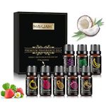 MAYJAM Fruity Fragrance Essential Oils Set 8 x 10ML, Fruits Scented Oils for Diffuser Candle Making - Mango, Passion Fruit, Strawberry, Watermelon, Coconut, Pineapple, Banana, Grape