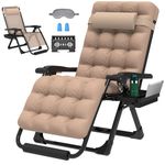 ZENPETIO 29In XL Zero Gravity Chair w/Cushion, Zero Gravity Recliner Lounge Chair for Indoor and Outdoor, Reclining Camping Chair for Lawn, Anti Gravity Chair with Cup Holder and Footrest, 440LBS