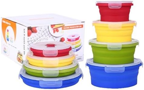 Elegauit Collapsible Bowls, 4 Pcs Round Silicone Collapsible Storage Containers Sets with Lids for Microwave, Dishwasher, Freezer, Portable Camping Essential Tool for Camping, RVs