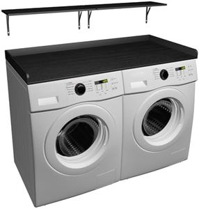 Securaiser Washer Dryer Countertop with Shelves, Wood Washer and Dryer Countertop, 26.8" x 53.9" Laundry Countertop, Black