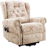 Dual Motor Sleeping Lift Chair Recliners for Elderly with Heat and Massage Motor Power Infinite Position Lift Chair Electric Recliner Chair (Bouquet Beige)
