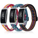 3 Pack Fitbit Inspire Band, Compatible with Fitbit Inspire 2 / Inspire HR/Inspire, Soft Loop Nylon Fabric Breathable Stretchy Watch Band for Women/Men