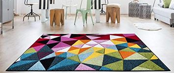 SHAZ HOME Classic Designers Extra Large Multicoloured Rugs Colourful Rugs for Bedroom Living Room Soft Thick Floor Mat Door Mat (Geo Play, 120x170 cm)