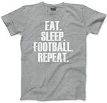 Eat Sleep Football Repeat - Kids T-Shirt - Footie Team Training Mad 9-11 Years Grey