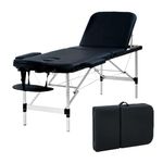 BestMassage Aci Massage Table Portable Massage Bed 3 Folding 73 Inch Height Adjustable Aluminium Salon Bed Carry Case Tattoo Table Facial Bed Hold Up To 250Kg (Black)