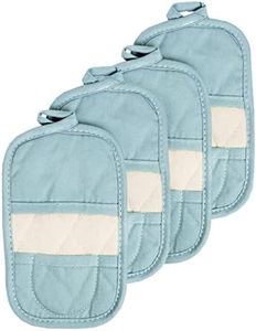 Ritz Royale Collection 100% Cotton Terry Cloth Mitz, Dual-Function Pot Holder/Oven Mitt Set, 4-Pack, Dew