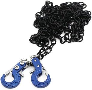 Mini Universal RC Tow Hook with Black Chain for Axial SCX10, HSP 94180, RC4WD D90, Traxxas TRX4, CC01, D110, TF2, Tamiya TRX4-24mm Hook, 100cm Chain for Crawler, Off-Road, and Recovery Models (Blue)