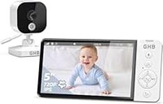 GHB Baby Monitor with Camera and Night Vision 5'' 720P HD 5000mAh Video Baby Monitor Camera IPS Screen, VOX Mode, 2-Way Audio, Temperature Alert, 8 Lullabies