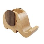 Spring.Rd Multi-Functional Novelty Wooden Elephant Phone Stand with Pen&Pencil Cup Holder Desk Decoration Stationery Organizer Wooden Lovely Pen Pencil Holder for Study Ornaments