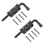 scottchen PRO Spring Loaded Barrel Bolt Latch Pin Lock 3/8" x 5" Heavy Duty Black Powder Coat - 2set