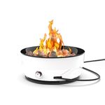 Large Outdoor Propane Gas Fire Pit 60,000 BTU/h, 24 inch with Lid - Modern Lake Country 800 Fire Bowl for Patio, White