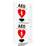 T&R AED Sign, Automated External Defibrillator with Down Arrow - 2 Pack - 6 x 6 Inches Acrylic, 2 pre-drilled holes, Includes Matching Screws, Use for Office/Business
