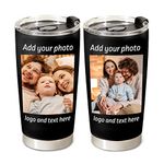 Petalsun Personalized Coffee Tumbler with Pictures Text Name, Custom Stainless Steel tumbler with lid and straw, Coffee Travel Mug Cup 20 Oz, Personalized Birthday Gifts for Mom Dad Friends office