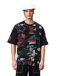 Bewakoof Heavy Duty 1.0 Official Marvel Merchandise Men's All Over Printed Super Loose Fit T-Shirt_582825_Black_2XL