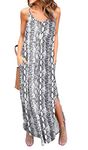 GRECERELLE Women's Summer Casual Loose Dress Beach Cover Up Long Cami Maxi Dresses with Pocket, 20 Fp Snake Print White, XX-Large