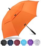 ZOMAKE Golf Umbrella 62 Inch, Large Windproof Umbrellas Automatic Open Oversize Rain Umbrella with Double Canopy for Men - Vented Stick Umbrellas(Orange)