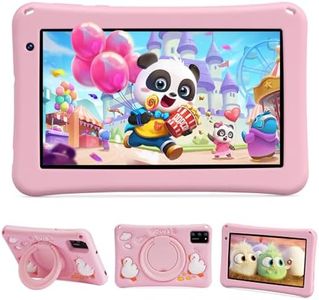BISAIKASOW Tablette Enfants 7 Pouces, Tablette Android 13, 8GB RAM+64GB ROM, 5800 mAh Battery, Parental Controls (Rose)