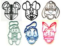 MICKEY MOUSE MINNIE & FRIENDS FACE SET OF 6 COOKIE CUTTER 3D PRINTED MADE IN USA PR1569, Multicolor