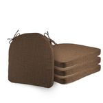 ELFJOY Set of 4 Chair Cushions for Dining Chairs with Ties 17x17x2 inches Non Slip Office Chair Cushion and Seat Cushion with Removable Cover, Coffee