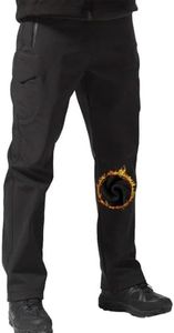 FREE SOLDIER Men's Outdoor Softshell Fleece Lined Cargo Pants Snow Ski Hiking Pants with Belt (Deep Black 44W/34L)