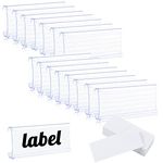 30Pcs Wire Shelf Labels Holder,Clear Shelf Tags for Wire Shelving Basket Labels Clip On Price Sign Display Holder with Label Paper Inserts, Compatible with 1-1/4 Inch Shelves