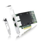 10Gb Dual RJ45 Port PCI-E Network Card NIC Compatible for Intel X540-T2, with Intel X540-AT2 Controller, PCI-E X8, 10G PCI Express LAN Adapter Support Windows Server/Windows/Linux/Vmware/ESX