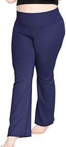 Women's Foldover Yoga Pants Solid Navy Blue 4X