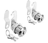 Sartatue Cabinet Cam Locks Keyed Alike, 1'' Fits on 3/4'' Max Door Thickness, Secure File Drawer Mailbox RV Storage Replacement Set, Zinc Alloy (1 Inch 2Pcs)