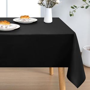 DWCN Rectangle Tablecloth - Waterproof & Wrinkle Resistant Washable Fabric Table Cloth for Dining, Party and Outdoor Use,137 x 203cm, Black