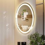 PRINCE ART LED Mirror Glass Bathroom Wall - Full Size Length Home Decor Light Mirror for Bedroom, Living Room, Dressing Room, Hall, Wash Basin, Makeup Room (Size 12x18 Inch AZ3)